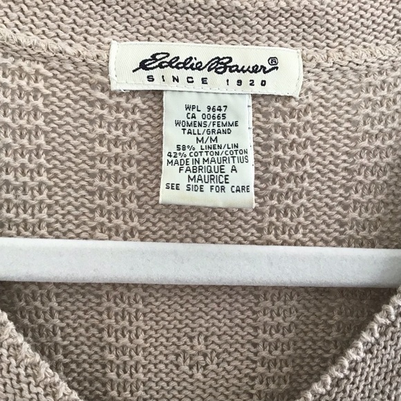 Eddie Bauer linen/ cotton blend v neck sweater. Size medium tall. - Picture 3 of 9
